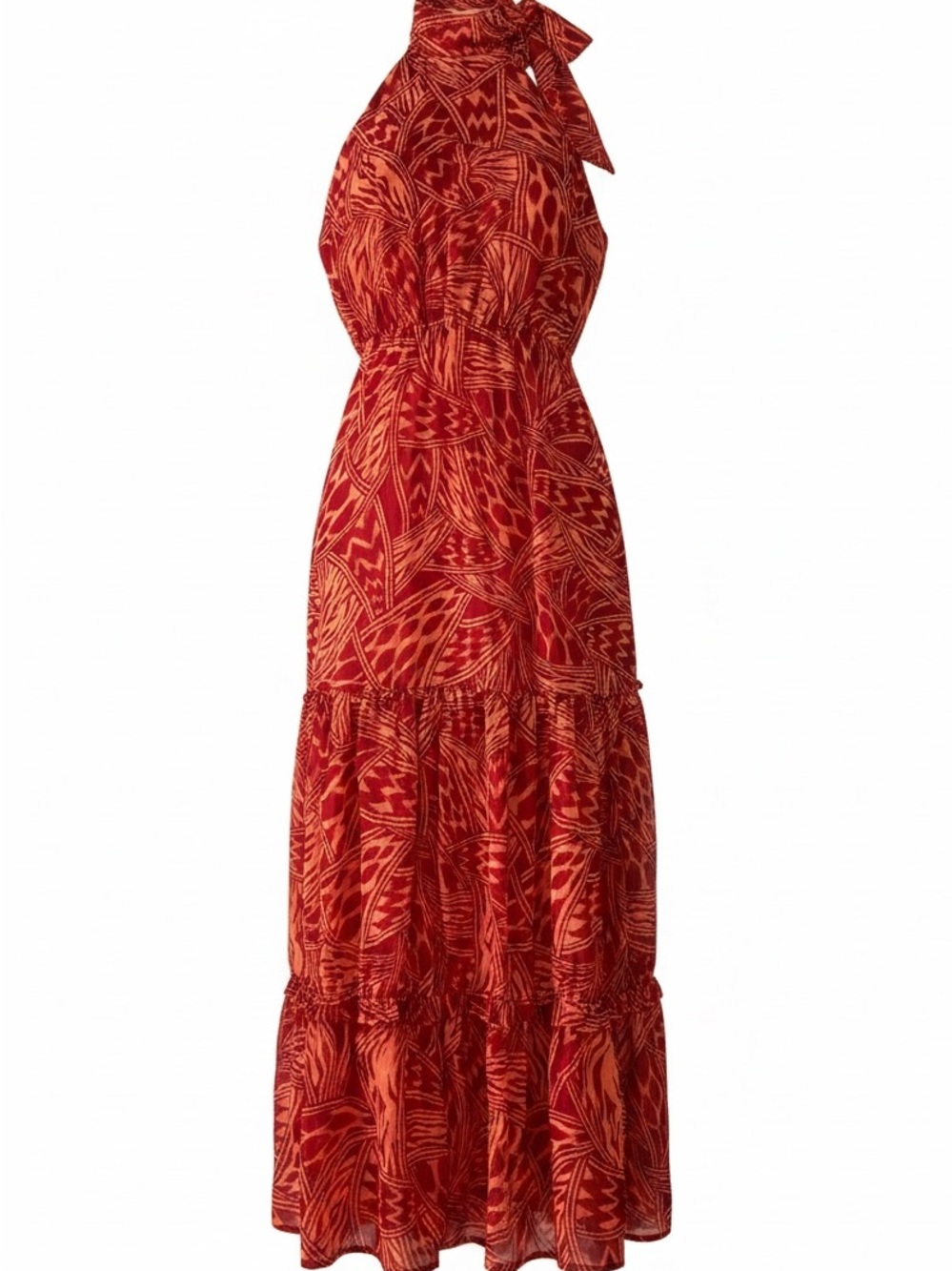 I Madeline Women’s Red Printed Halter Maxi Dress